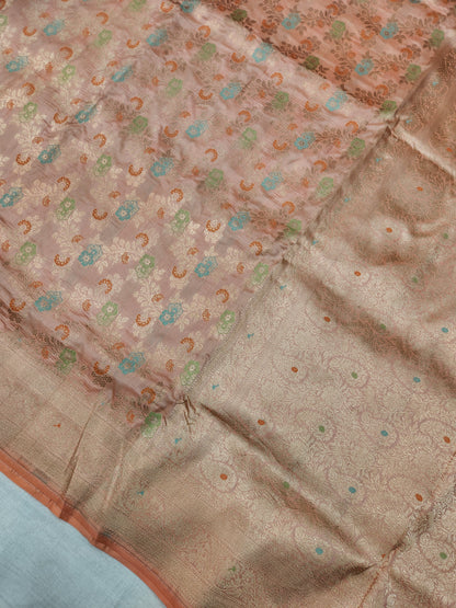 Banarasi Handloom pure upada katan silk saree - peach