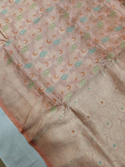 Banarasi Handloom pure upada katan silk saree - peach