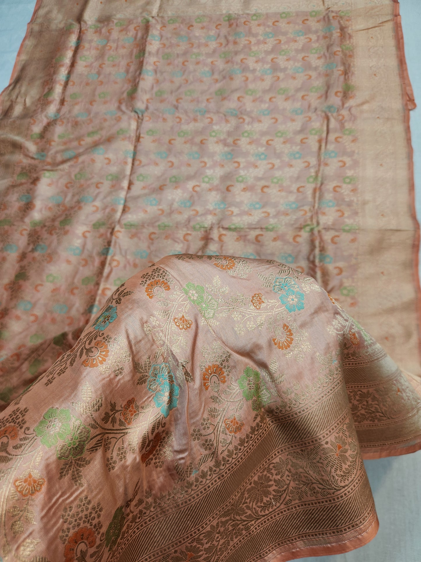 Banarasi Handloom pure upada katan silk saree - peach