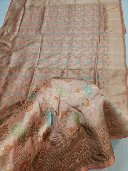 Banarasi Handloom pure upada katan silk saree - peach