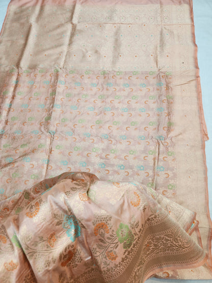 Banarasi Handloom pure upada katan silk saree - peach