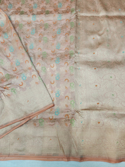 Banarasi Handloom pure upada katan silk saree - peach