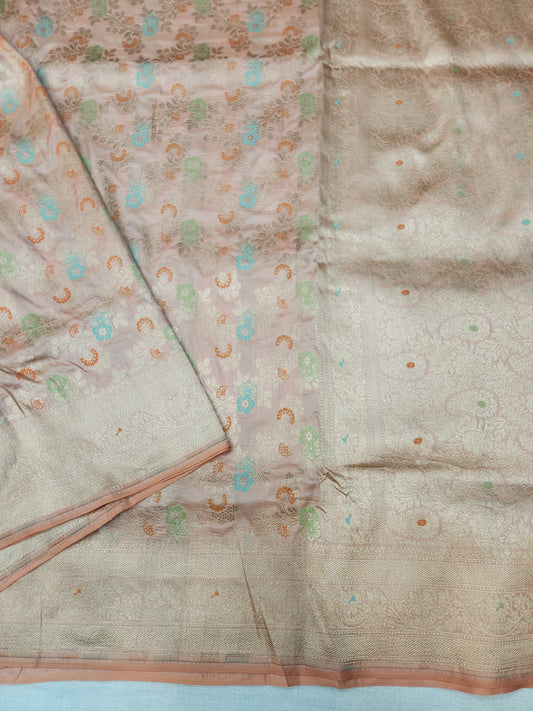 Banarasi Handloom pure upada katan silk saree - peach