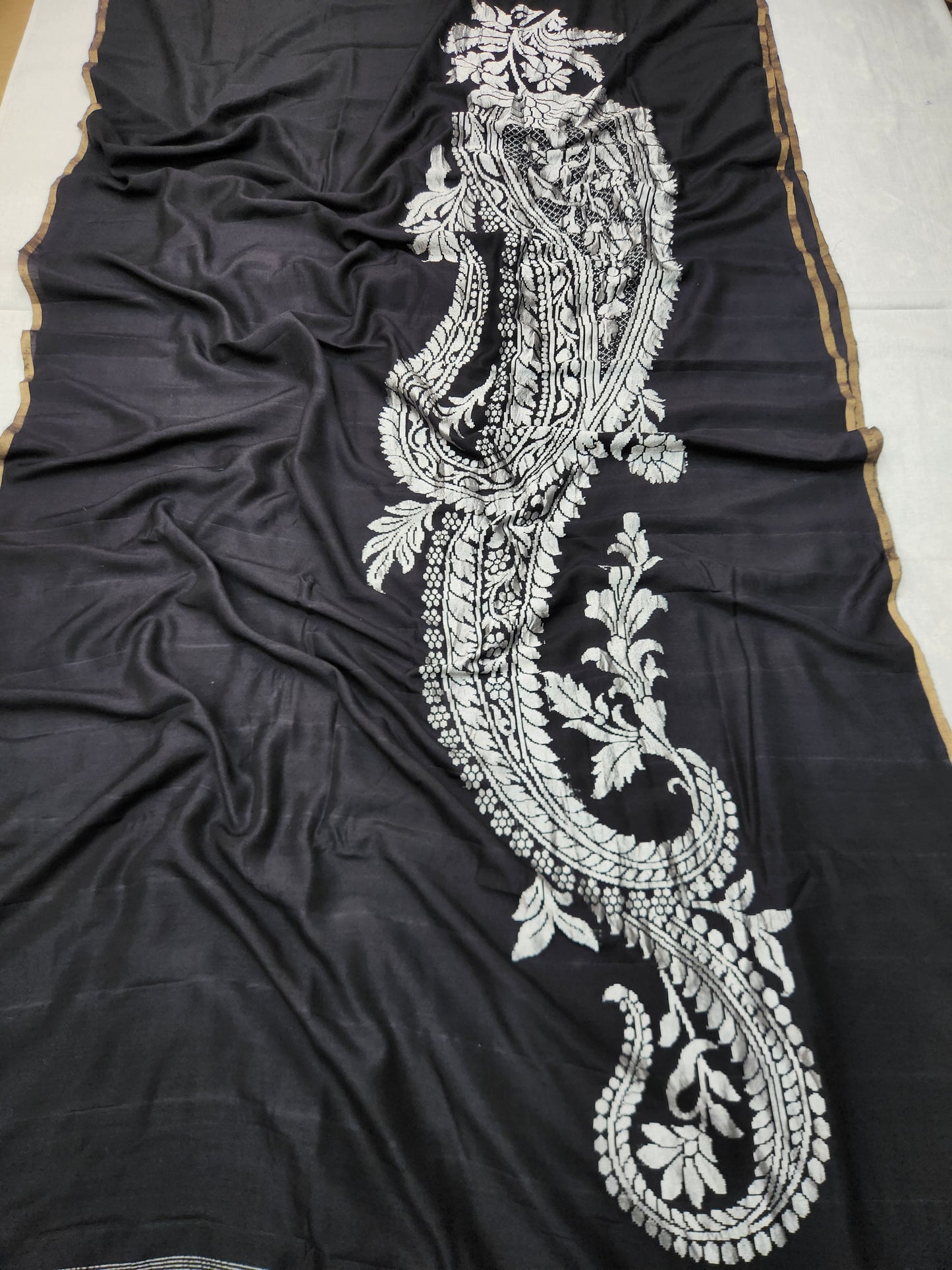 Banarasi Handloom pure Moonga Georgette saree - Black