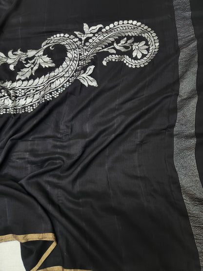 Banarasi Handloom pure Moonga Georgette saree - Black