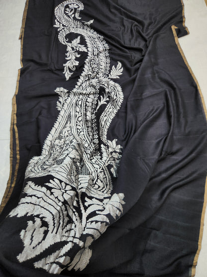 Banarasi Handloom pure Moonga Georgette saree - Black
