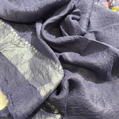 Banarasi Pure khaddi Tussar Georgette silk saree - GREY