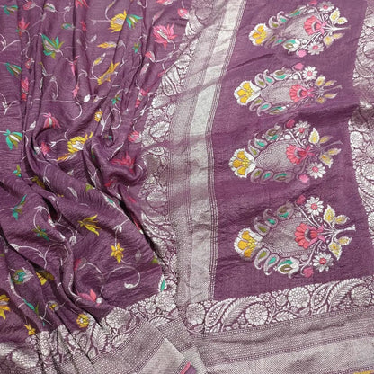 Banarasi Pure khaddi Tussar Georgette silk saree -