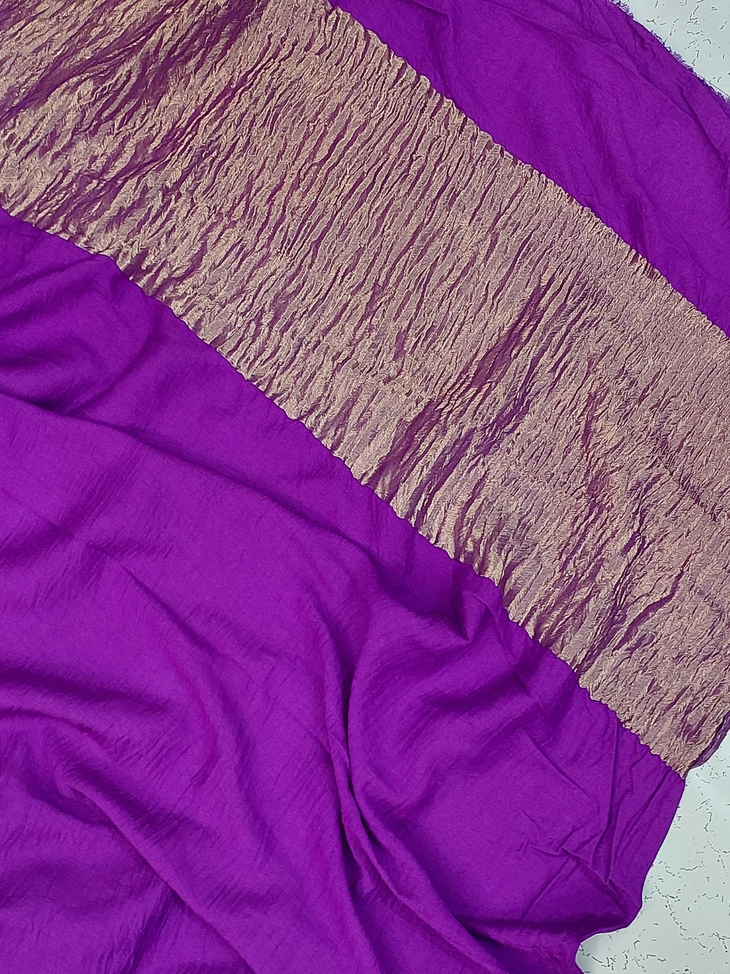 Banarasi Pure Moonga silk saree with crush pallu- Purple