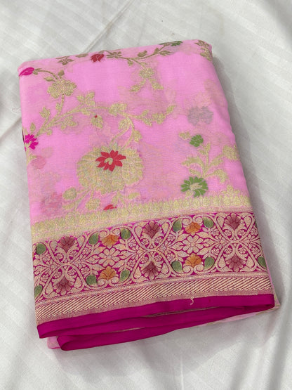 Banarasi handloom pure khaddi Georgette saree