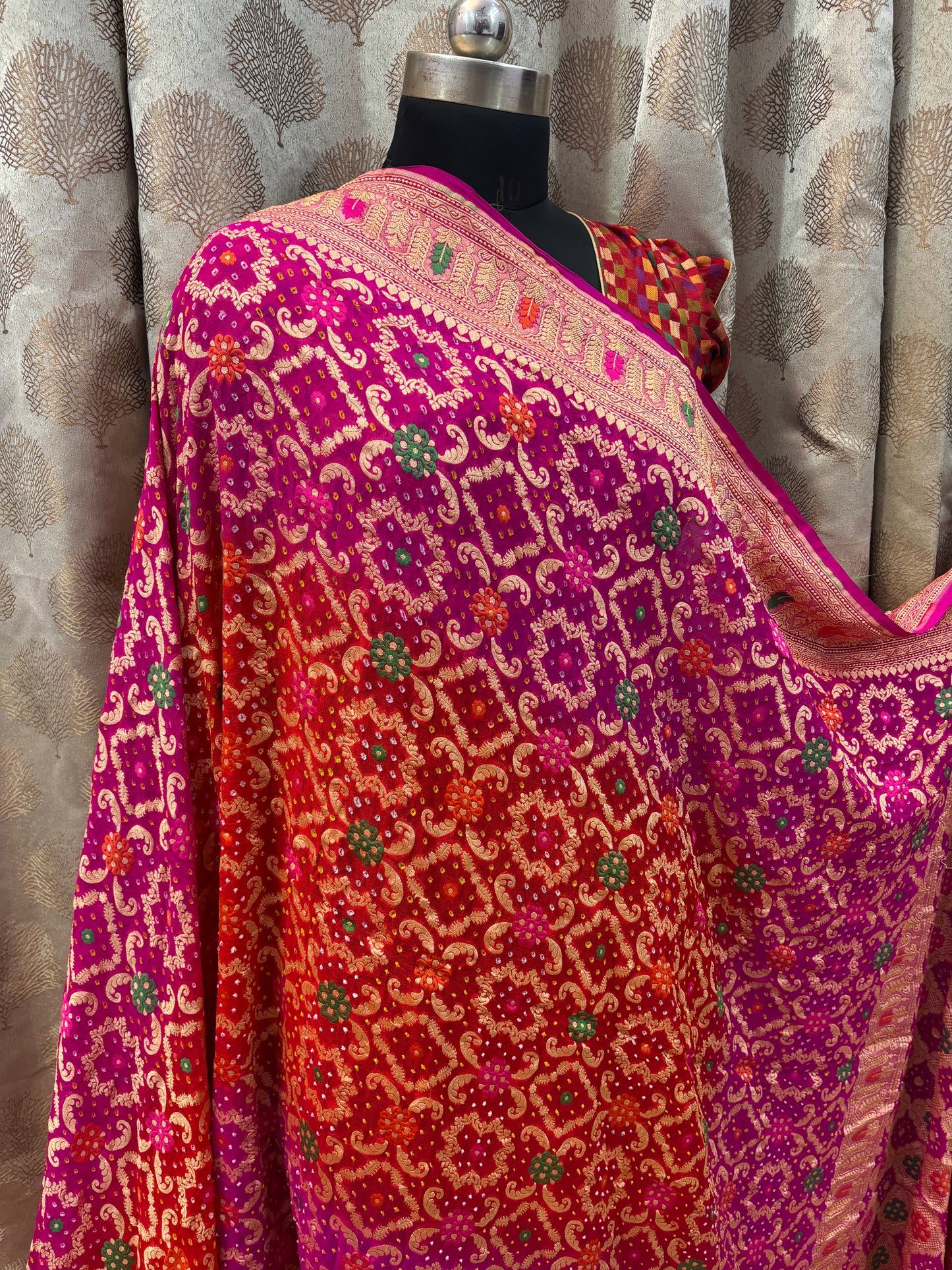 Banarasi handloom pure Bandhej Georgette saree