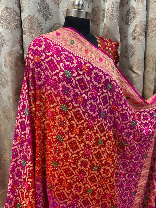 Banarasi handloom pure Bandhej Georgette saree