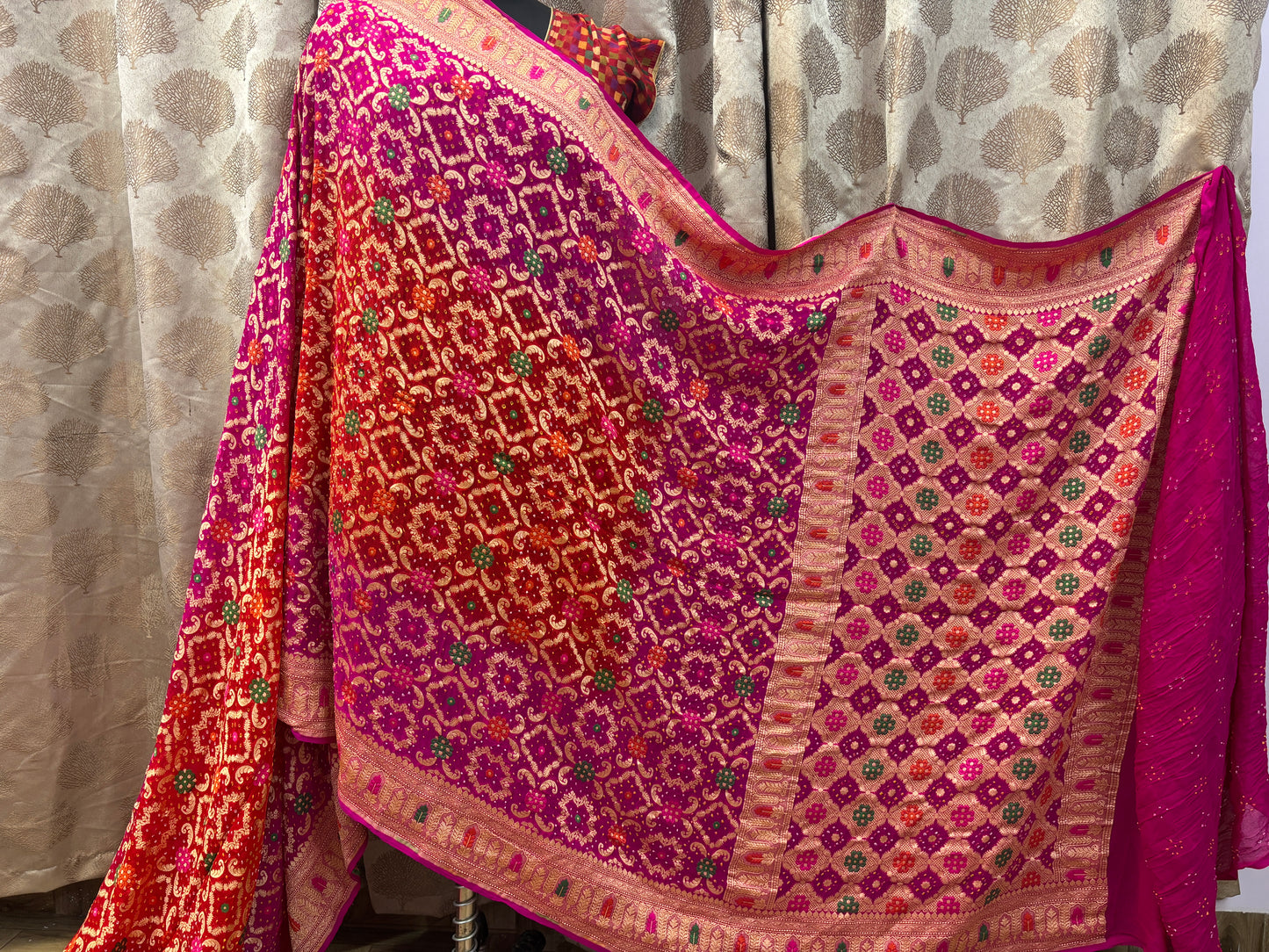 Banarasi handloom pure Bandhej Georgette saree