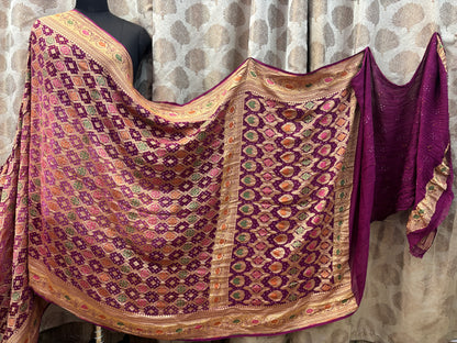 Banarasi Handloom pure Bandhej Georgette saree - Double shad