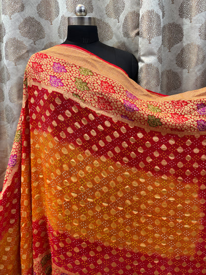Banarasi Handloom pure Bandhej Georgette saree