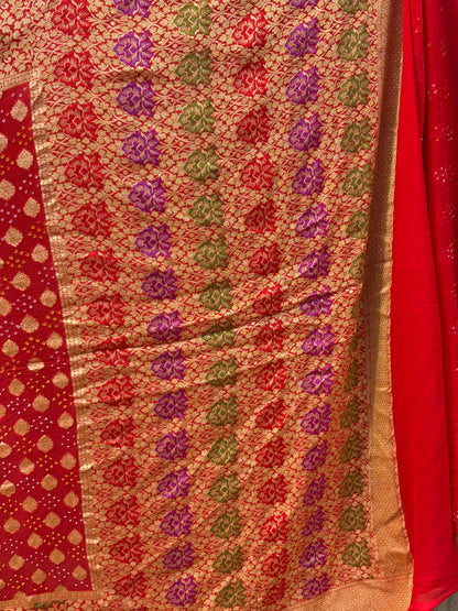 Banarasi Handloom pure Bandhej Georgette saree