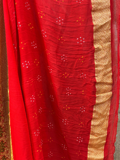 Banarasi Handloom pure Bandhej Georgette saree