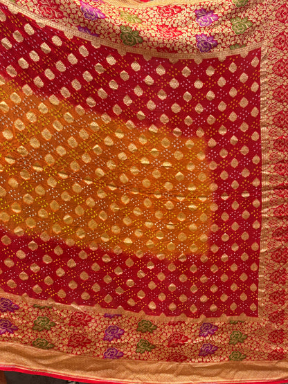 Banarasi Handloom pure Bandhej Georgette saree