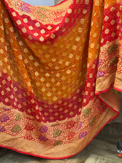 Banarasi Handloom pure Bandhej Georgette saree