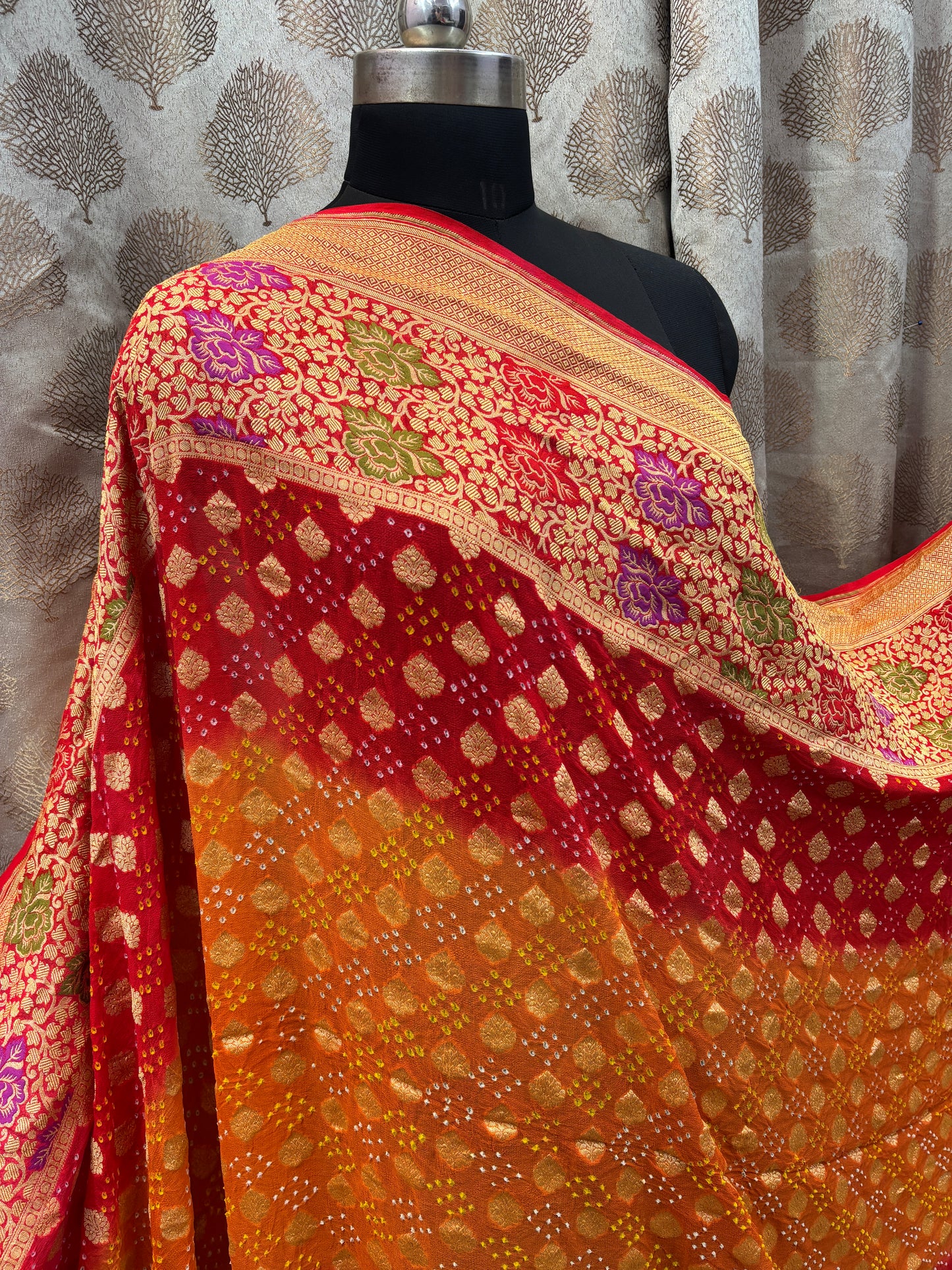 Banarasi Handloom pure Bandhej Georgette saree