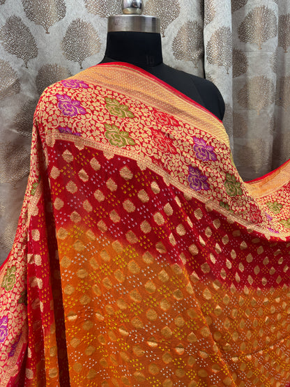 Banarasi Handloom pure Bandhej Georgette saree