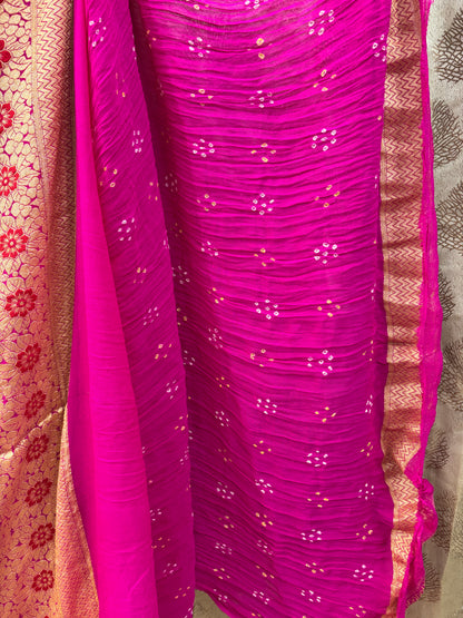 Banarasi Handloom pure Bandhej Georgette saree