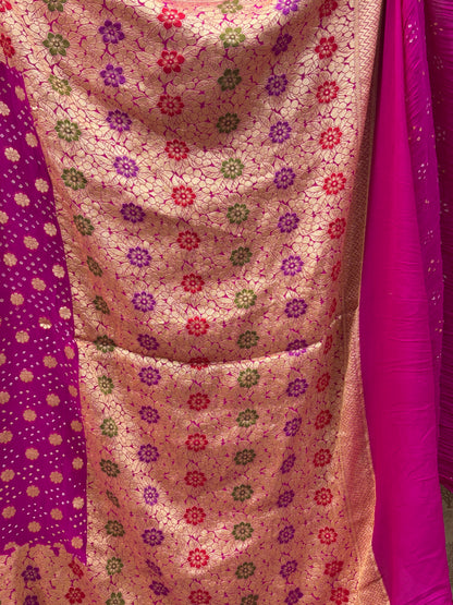 Banarasi Handloom pure Bandhej Georgette saree