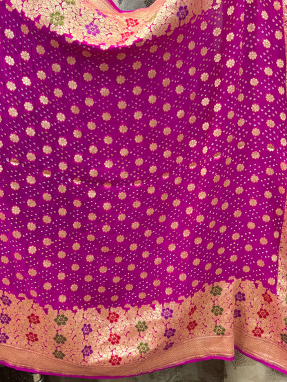 Banarasi Handloom pure Bandhej Georgette saree
