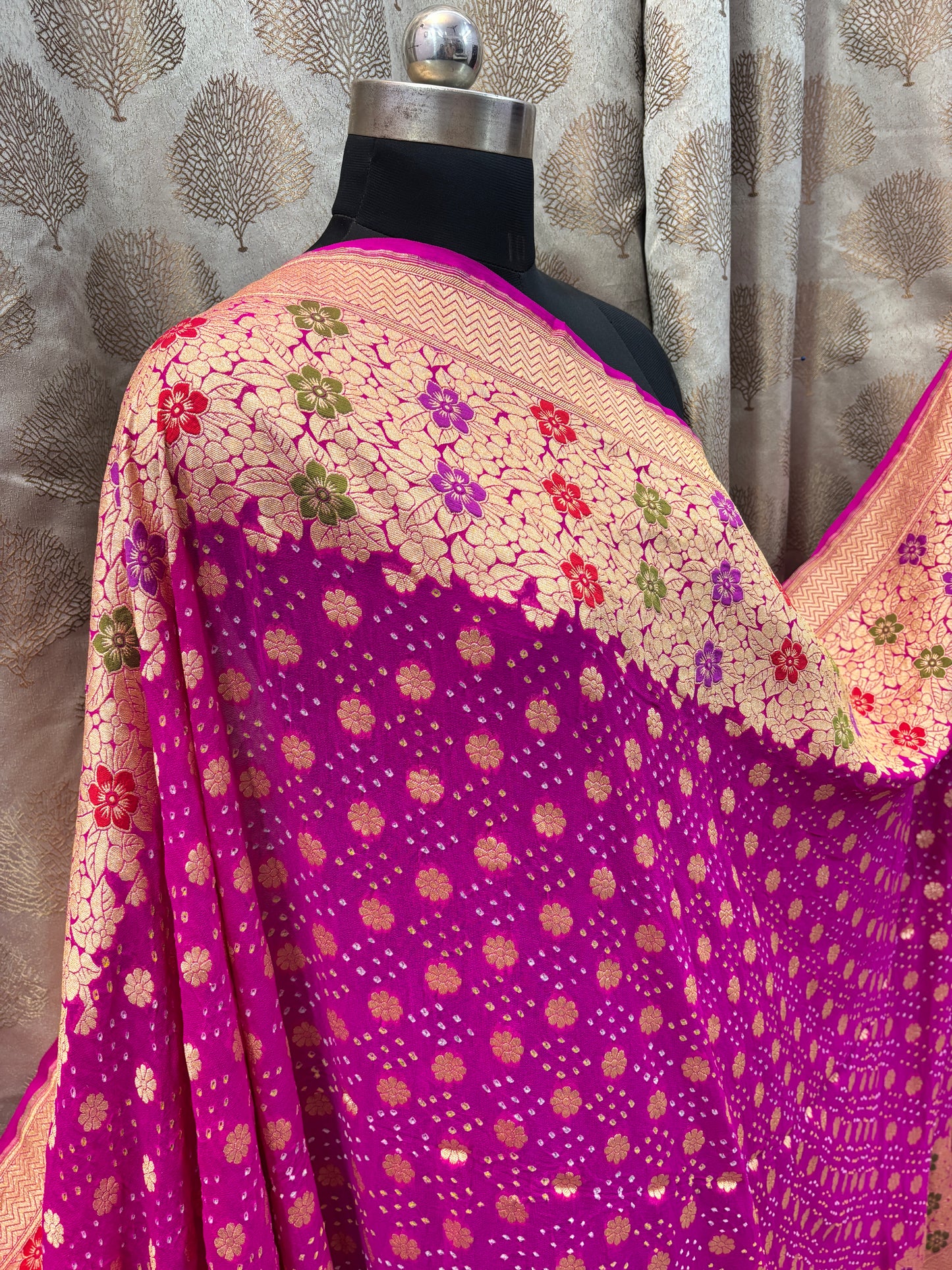 Banarasi Handloom pure Bandhej Georgette saree