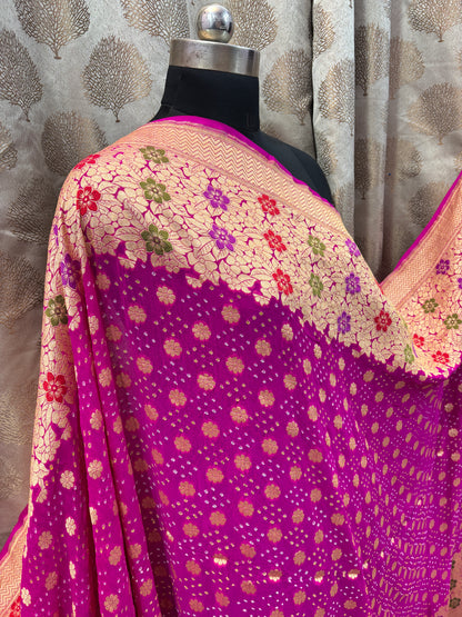 Banarasi Handloom pure Bandhej Georgette saree