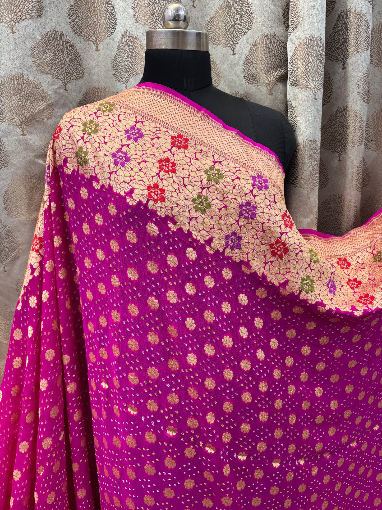 Banarasi Handloom pure Bandhej Georgette saree