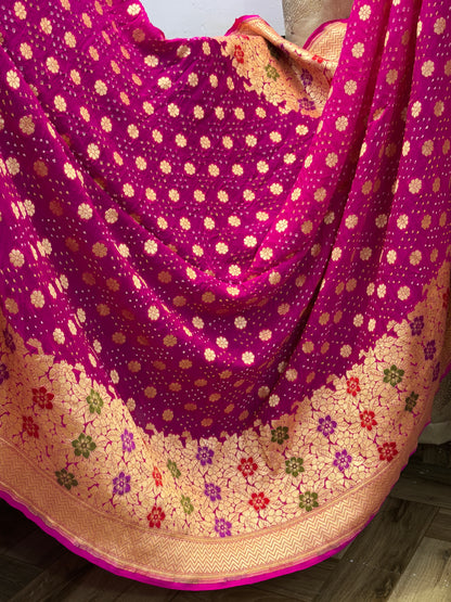 Banarasi Handloom pure Bandhej Georgette saree