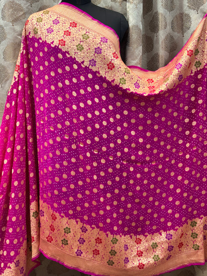 Banarasi Handloom pure Bandhej Georgette saree