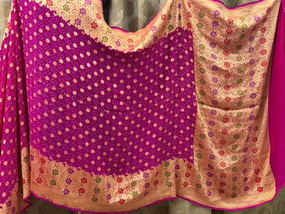 Banarasi Handloom pure Bandhej Georgette saree
