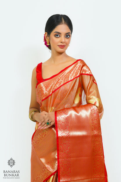 Banarasi Tissue silk saree allover Alfi kairi Buta design with contrast skirt Bo