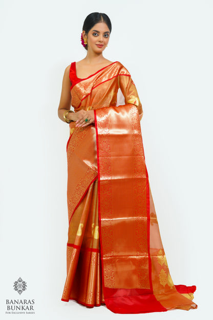 Banarasi Tissue silk saree allover Alfi kairi Buta design with contrast skirt Bo