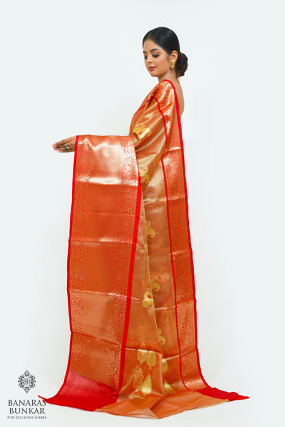 Banarasi Tissue silk saree allover Alfi kairi Buta design with contrast skirt Bo