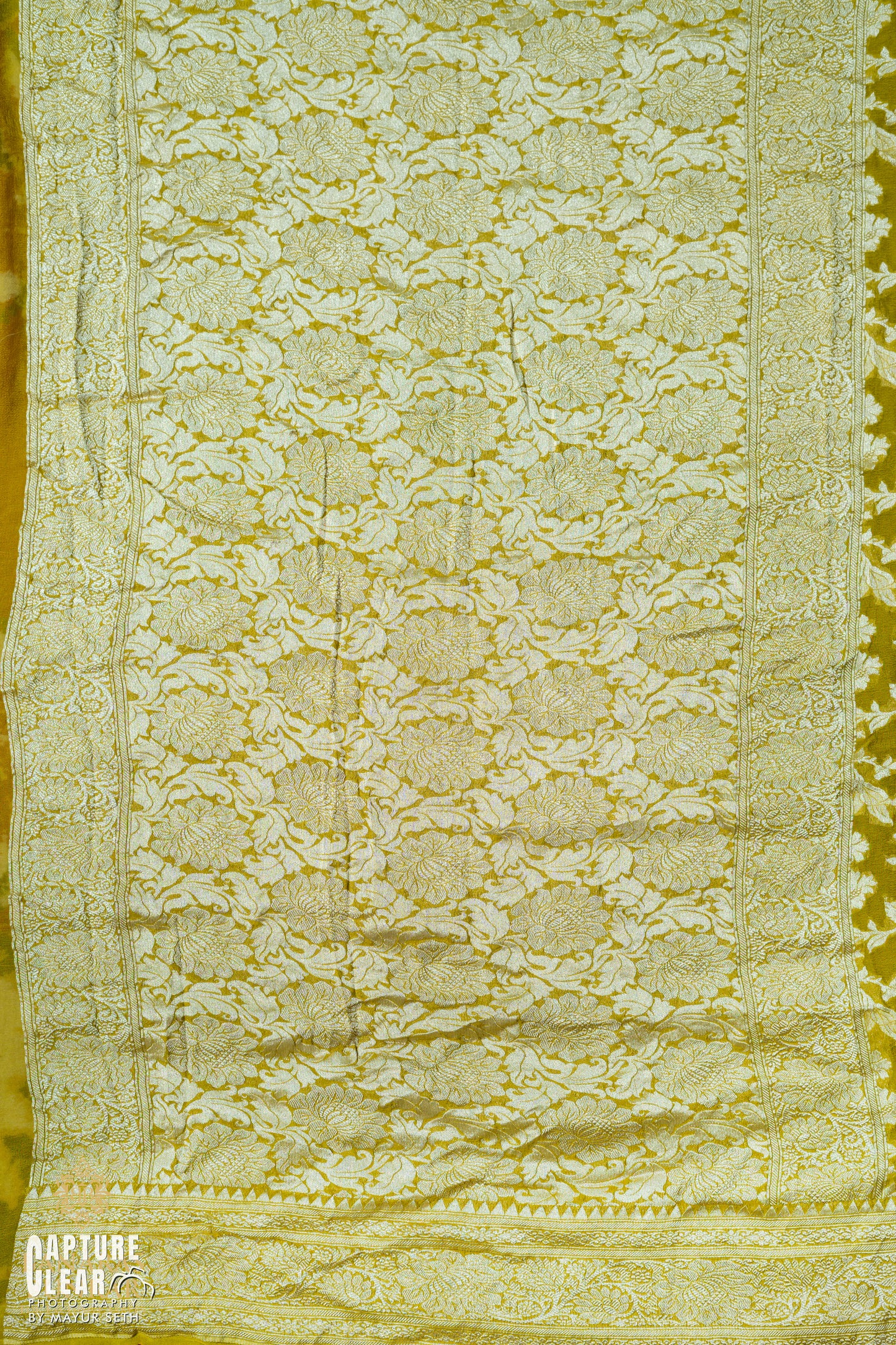 Banarasi Pure Khaddi Georgette silk saree Flower Jaal Pattern