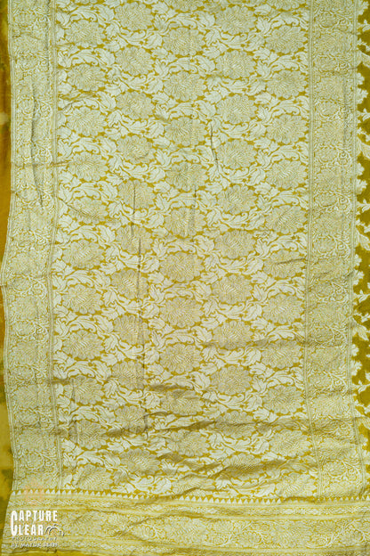 Banarasi Pure Khaddi Georgette silk saree Flower Jaal Pattern