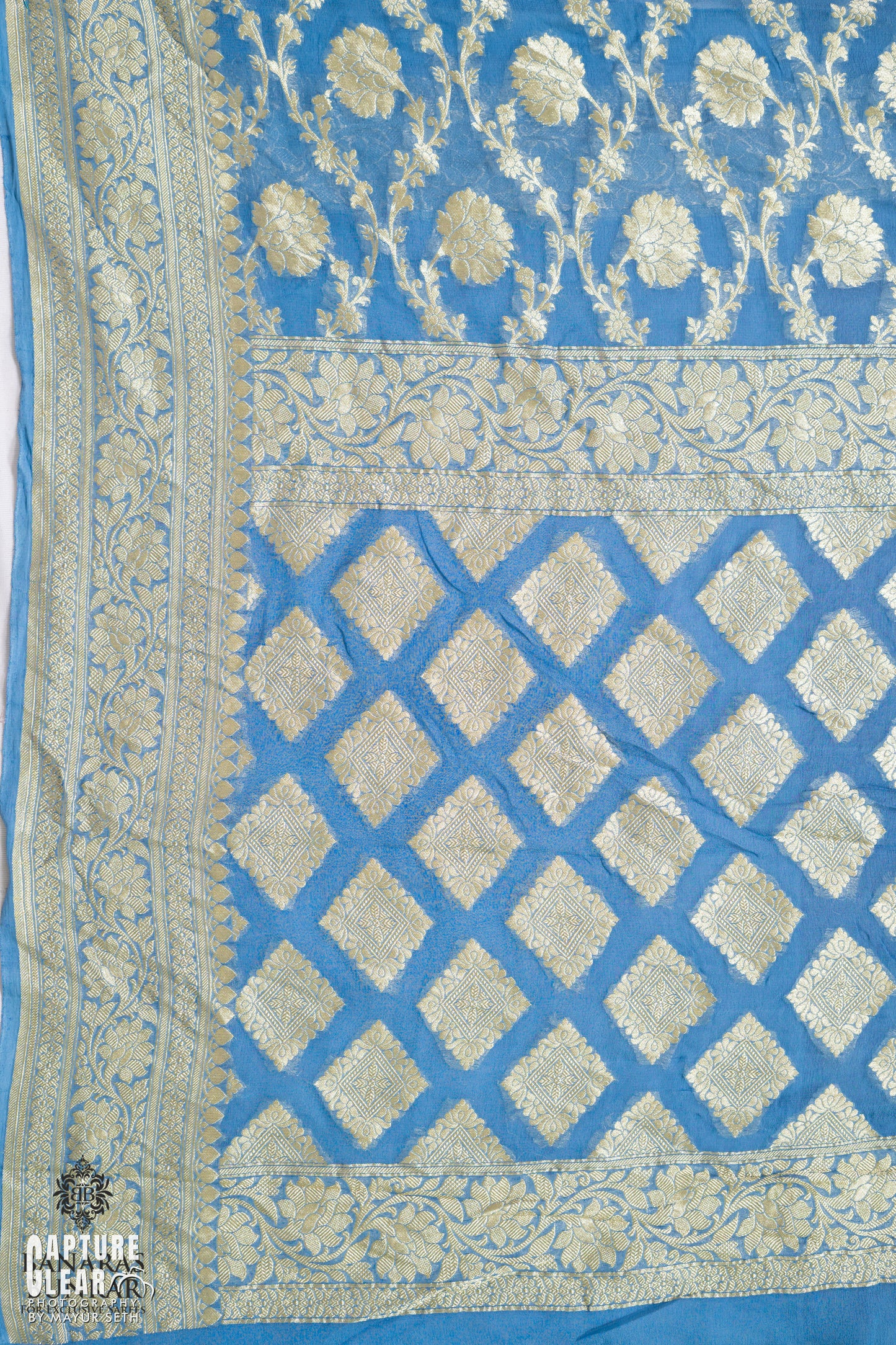 Banarasi Pure Khaddi Georgette silk saree Flower Jaal Pattern