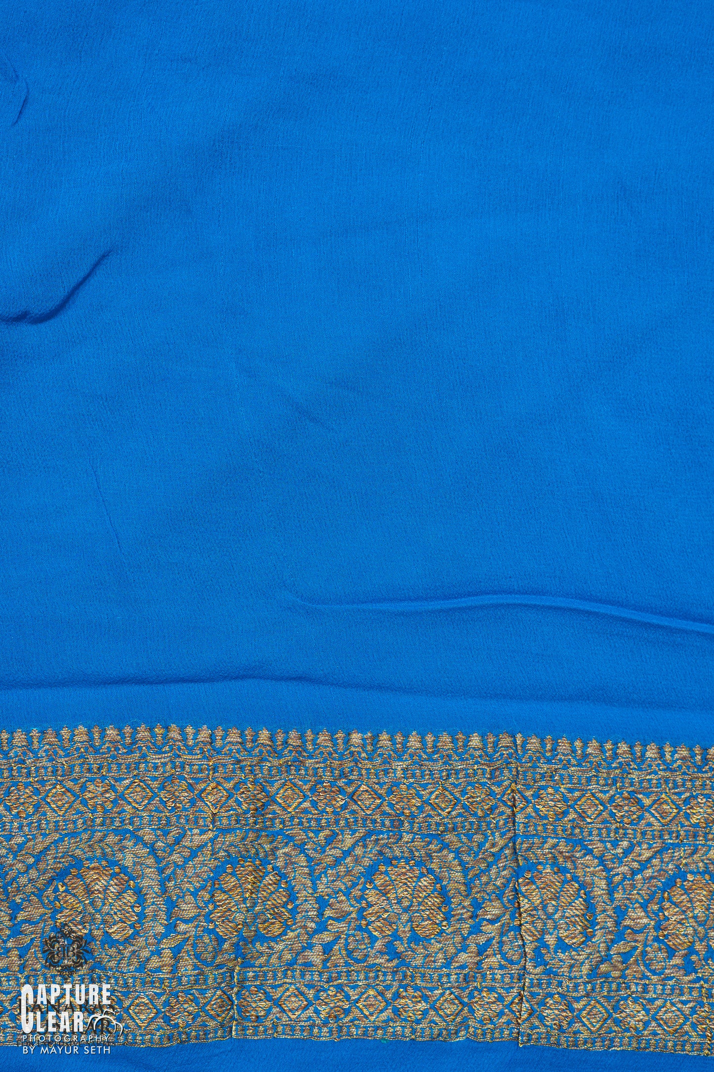 Banarasi Pure Khaddi Georgette silk saree Buti Pattern with 3D Skirt Border