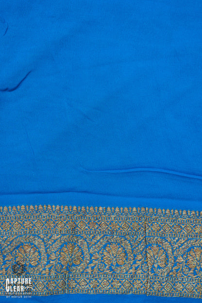 Banarasi Pure Khaddi Georgette silk saree Buti Pattern with 3D Skirt Border