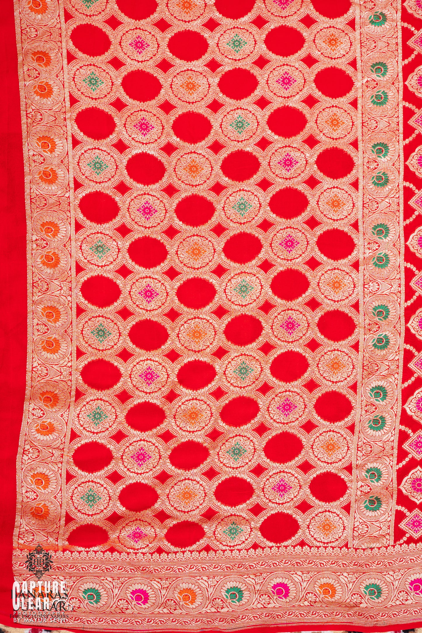 Banarasi Handloom Pure Khaddi Georgette silk saree Tilfi Meenakari Flower jaal 