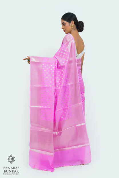 Banarasi semi kataan Tapeta silk saree allover Buti design with equal T