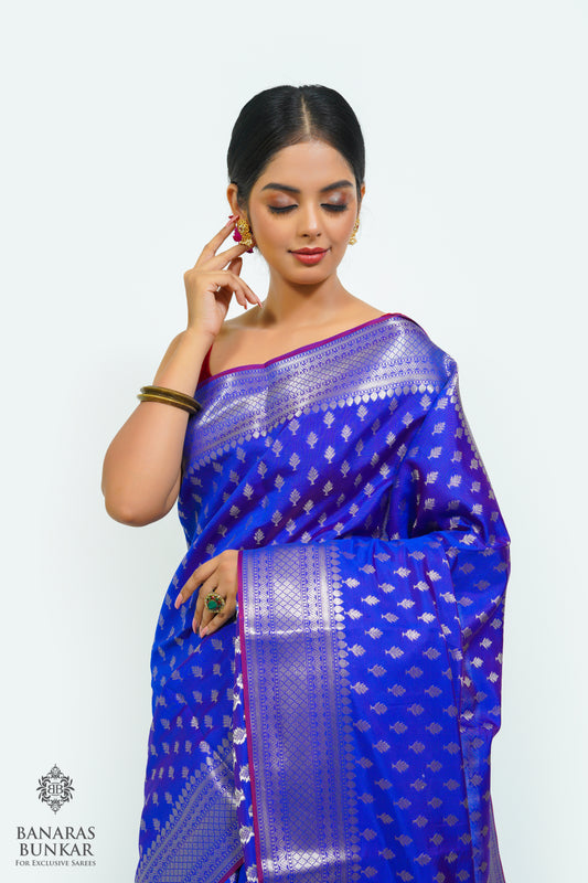 Banarasi semi kataan Tapeta silk saree allover Buti design with equal T