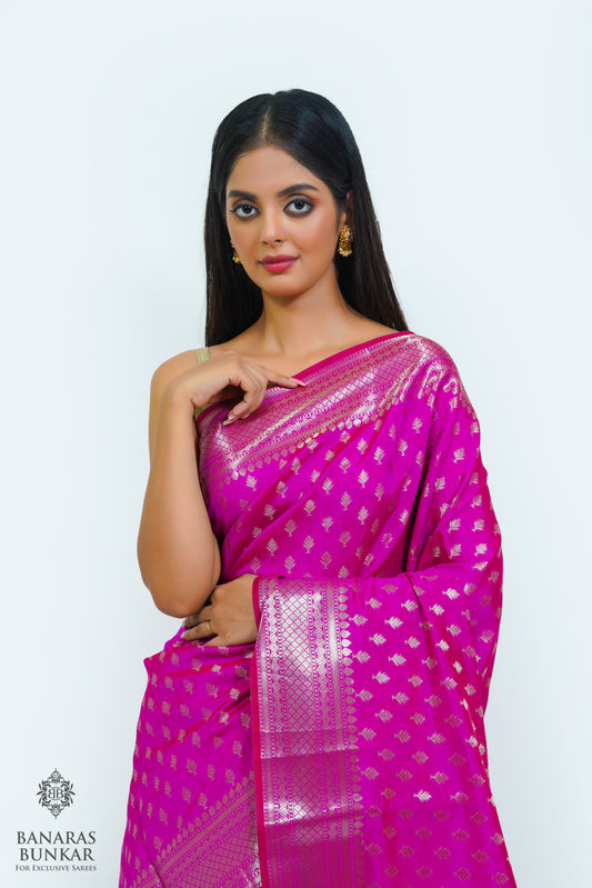 Banarasi semi katan Tapeta silk saree allover Buti design with equal T