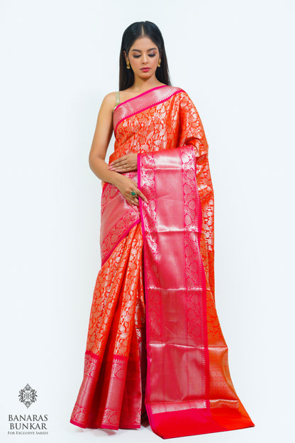 Banarasi Tissue silk zari Brocade saree allover jaal design with skirt