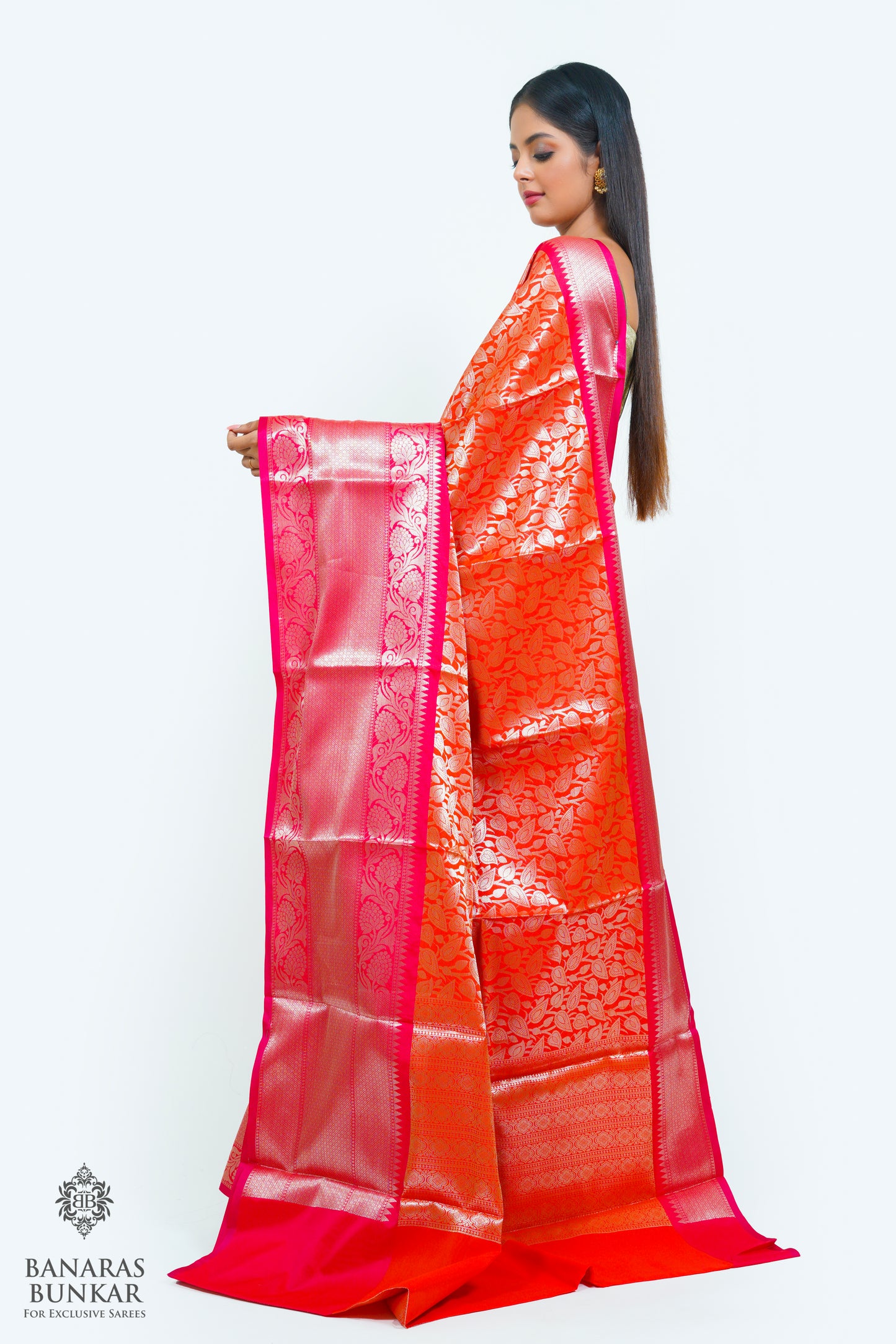 Banarasi Tissue silk zari Brocade saree allover jaal design with skirt