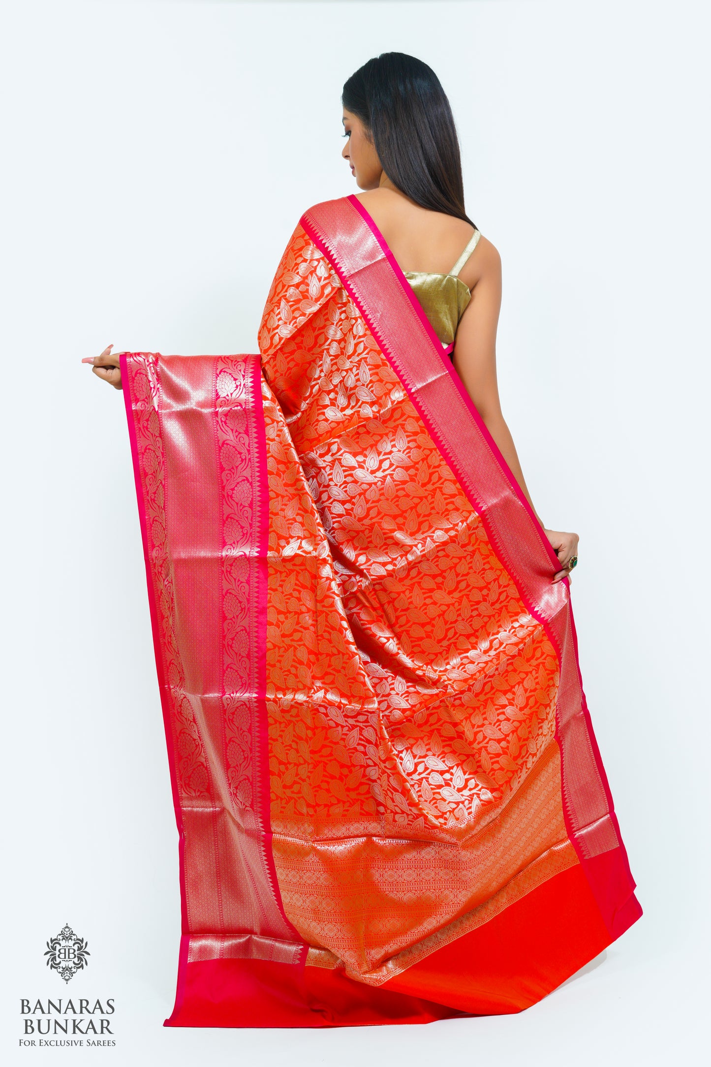 Banarasi Tissue silk zari Brocade saree allover jaal design with skirt