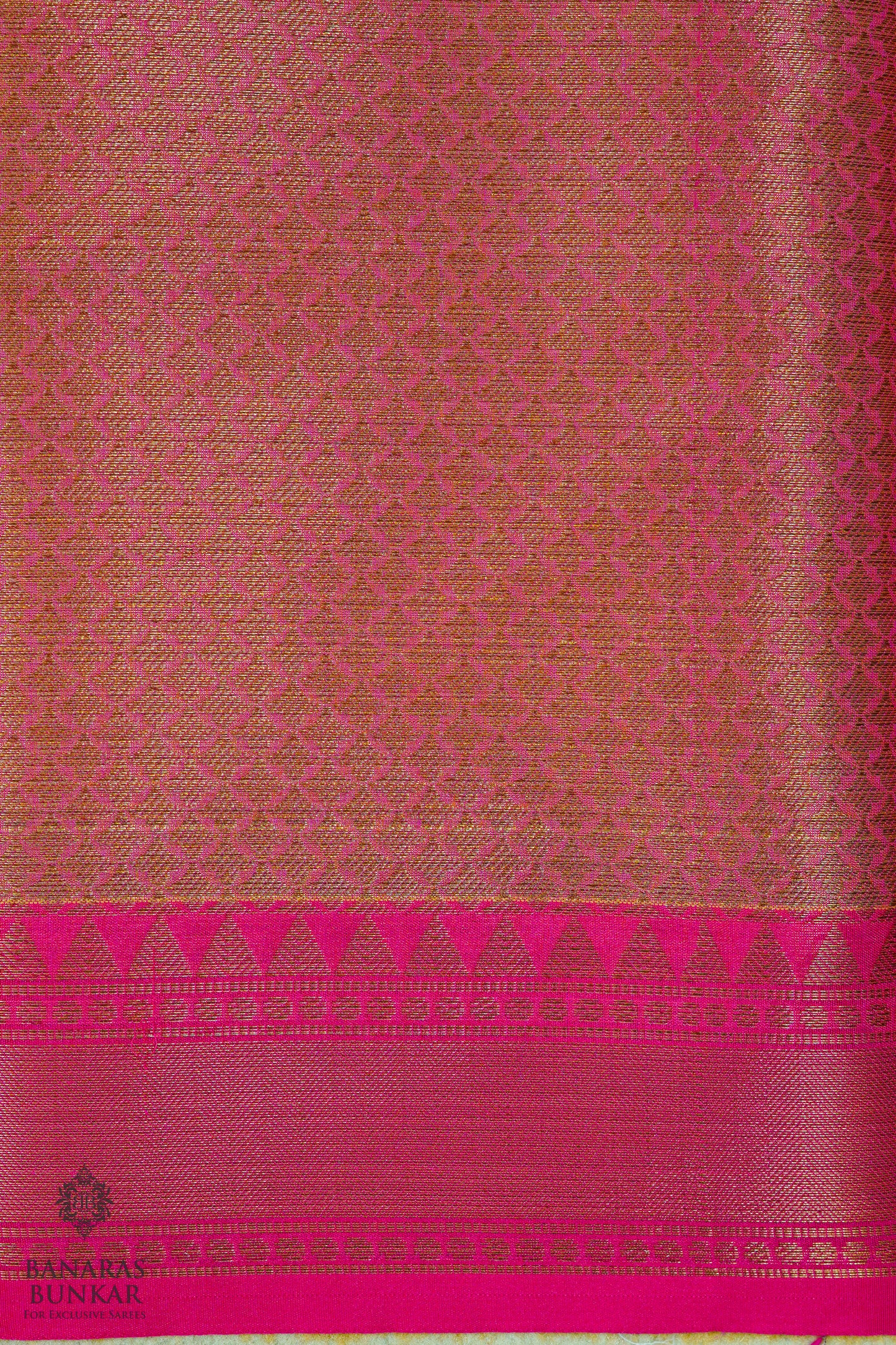 Banarasi cotton tissue silk saree allover zigzag design with contrast skirt Bord